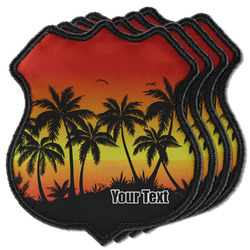 Tropical Sunset Iron On Shield C Patches - Set of 4 w/ Name or Text