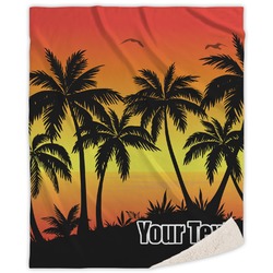Tropical Sunset Sherpa Throw Blanket (Personalized)