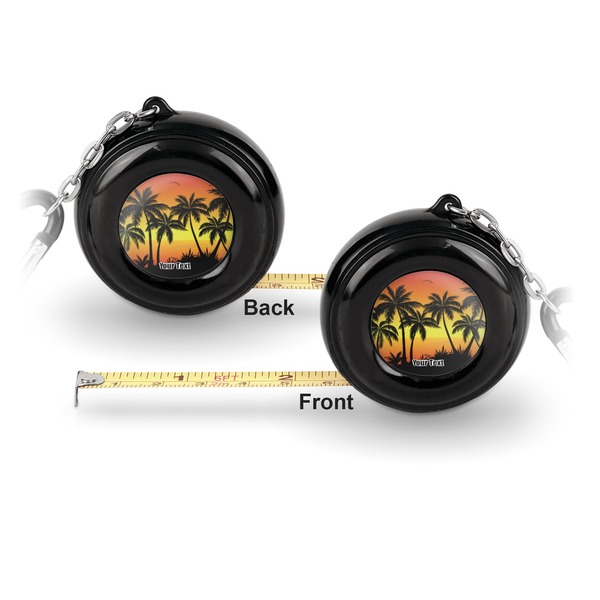 Tropical Sunset 6-Ft Pocket Tape Measure with Carabiner Hook - Front and Back