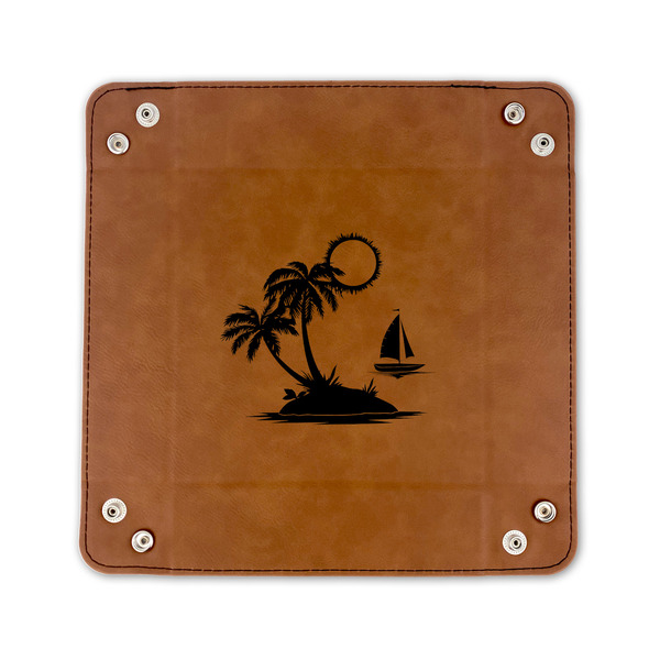 Tropical Sunset 6" x 6" Leatherette Snap Up Tray - FLAT FRONT