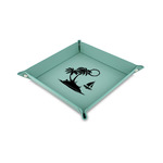Tropical Sunset 6" x 6" Teal Faux Leather Valet Tray