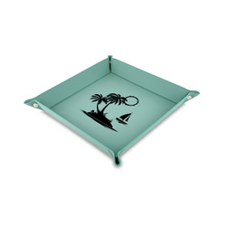 Tropical Sunset 6" x 6" Teal Faux Leather Valet Tray (Personalized)