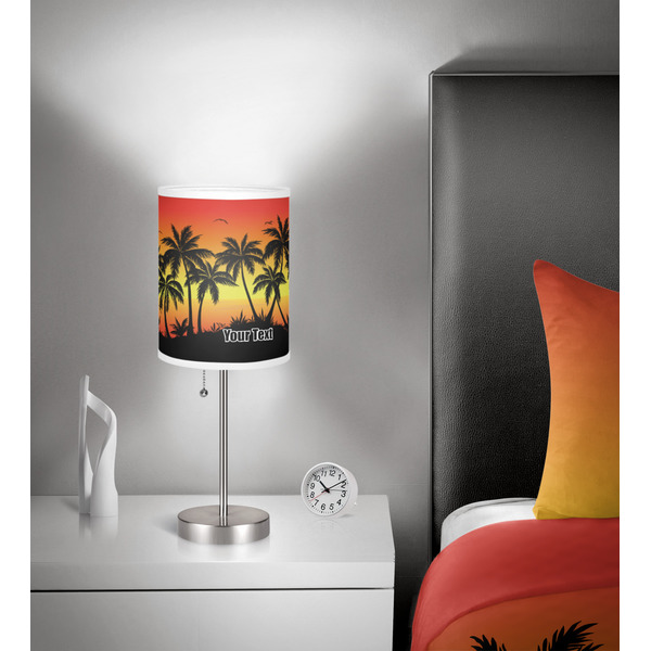 Tropical Sunset 7 inch drum lamp shade - in room
