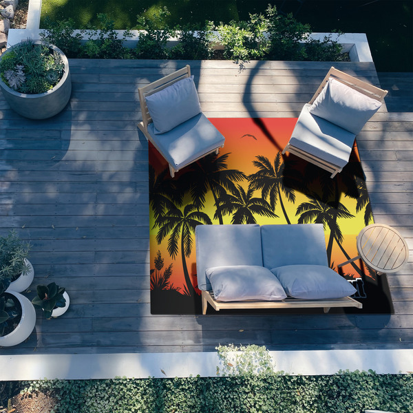 Tropical Sunset 8'x10' Patio Rug - In context