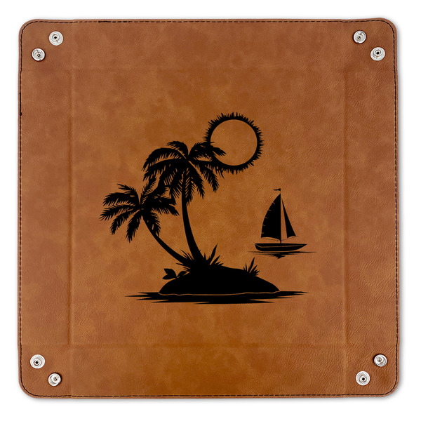 Tropical Sunset 9" x 9" Leatherette Snap Up Tray - APPROVAL (FLAT)