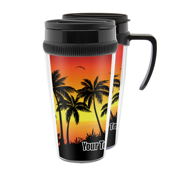 Custom Tropical Sunset Acrylic Travel Mug (Personalized)