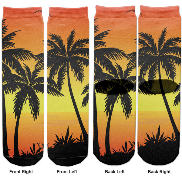 Tropical Sunset Adult Crew Socks - Double Pair - Front and Back - Apvl