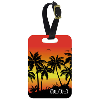Custom Tropical Sunset Metal Luggage Tag w/ Name or Text