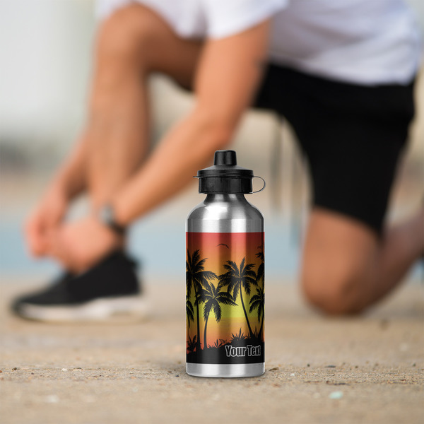 Tropical Sunset Aluminum Water Bottle - Silver LIFESTYLE