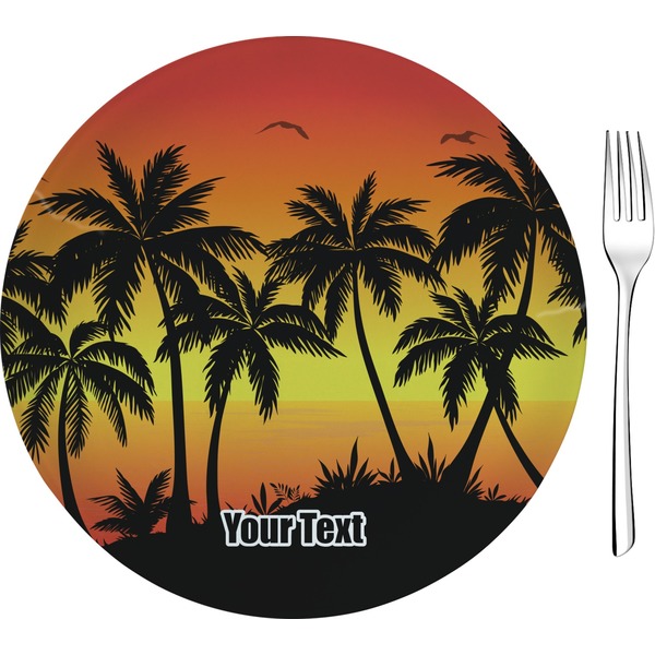 Custom Tropical Sunset 8" Glass Appetizer / Dessert Plates - Single or Set (Personalized)