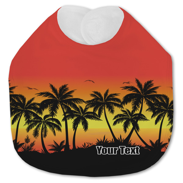 Custom Tropical Sunset Jersey Knit Baby Bib w/ Name or Text