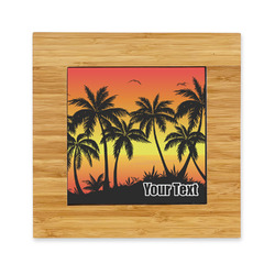 Tropical Sunset Bamboo Trivet with Ceramic Tile Insert (Personalized)