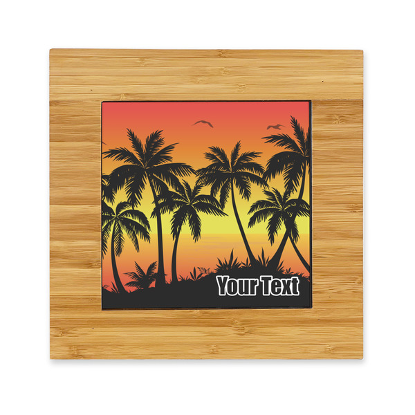 Custom Tropical Sunset Bamboo Trivet with Ceramic Tile Insert (Personalized)