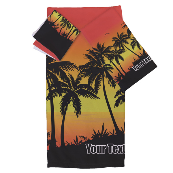 Custom Tropical Sunset Bath Towel Set - 3 Pcs (Personalized)