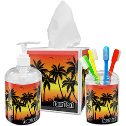 Tropical Sunset Acrylic Bathroom Accessories Set w/ Name or Text