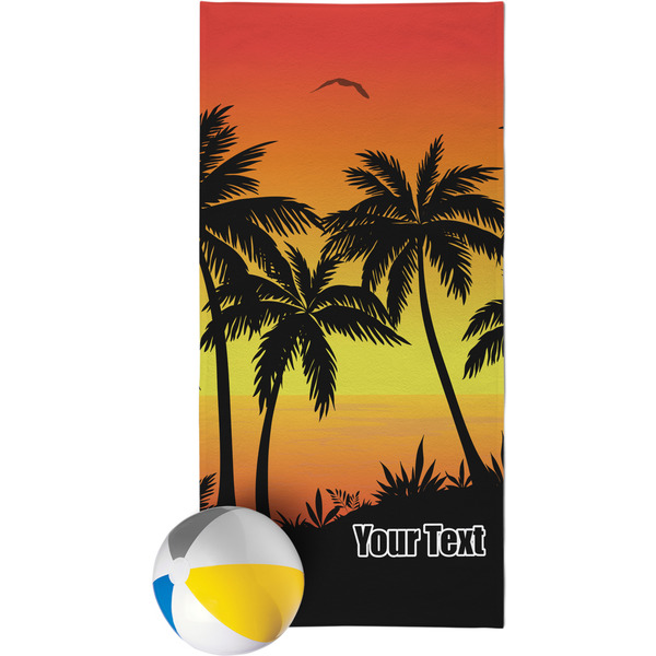 Custom Tropical Sunset Beach Towel (Personalized)