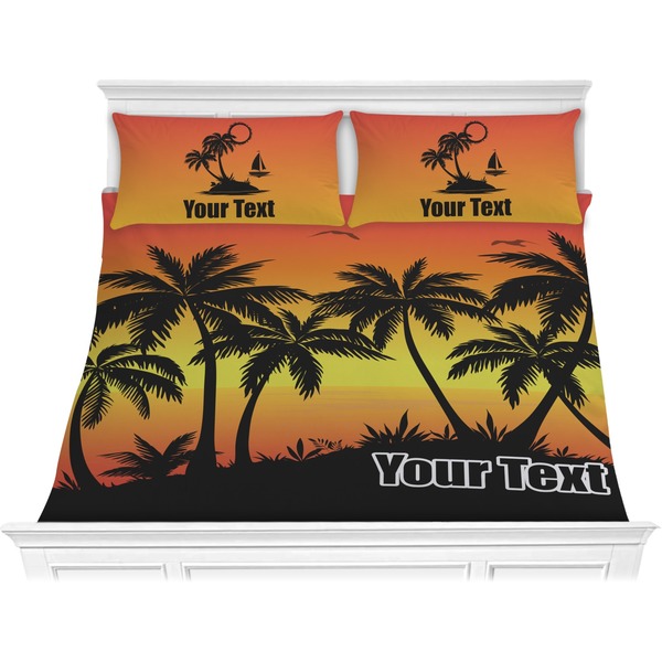 Custom Tropical Sunset Comforter Set - King (Personalized)