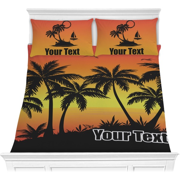 Custom Tropical Sunset Comforter Set - Full / Queen (Personalized)