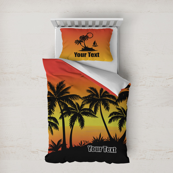 Custom Tropical Sunset Duvet Cover Set - Twin XL (Personalized)