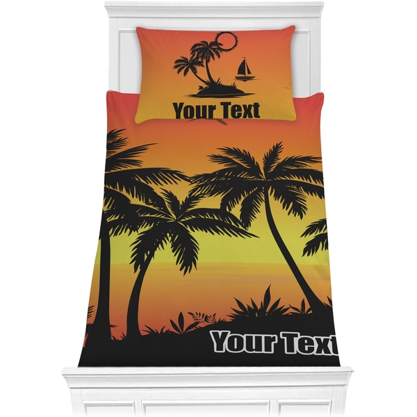 Custom Tropical Sunset Comforter Set - Twin (Personalized)