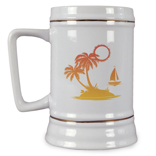 Custom Tropical Sunset Beer Stein (Personalized)