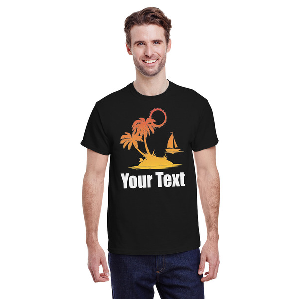 Custom Tropical Sunset T-Shirt - Black - XL (Personalized)
