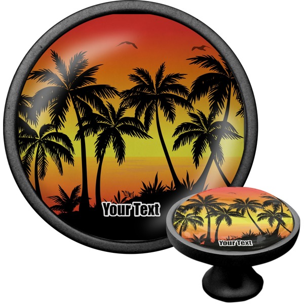 Custom Tropical Sunset Cabinet Knob (Black) (Personalized)