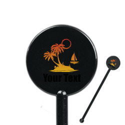 Tropical Sunset 5.5" Round Plastic Stir Sticks - Black - Single Sided (Personalized)