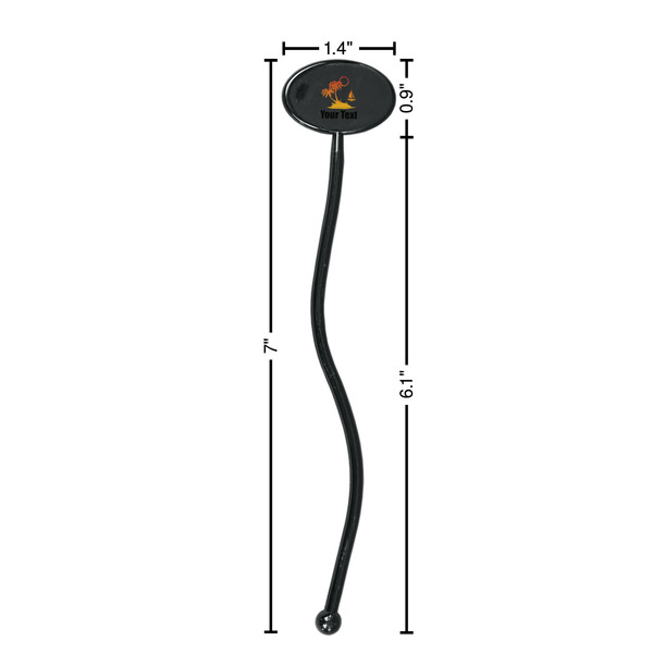 Tropical Sunset Black Plastic 7" Stir Stick - Oval - Dimensions