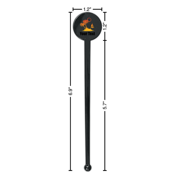 Tropical Sunset Black Plastic 7" Stir Stick - Round - Dimensions