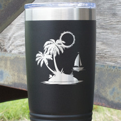 Tropical Sunset 20 oz Stainless Steel Tumbler - Black - Single Sided