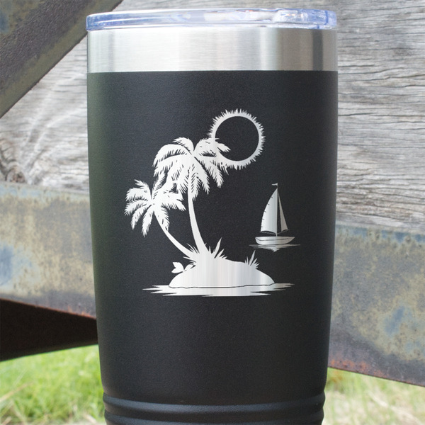 Tropical Sunset Black Polar Camel Tumbler - 20oz - Close Up