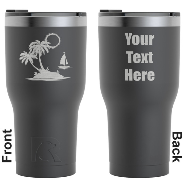 Custom Tropical Sunset RTIC Tumbler - Black - Engraved Front & Back (Personalized)