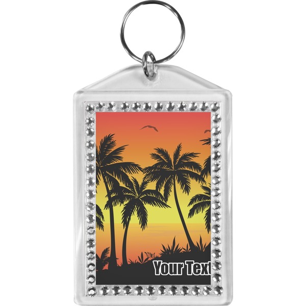 Custom Tropical Sunset Bling Keychain (Personalized)