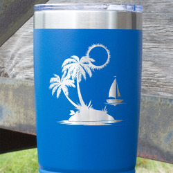 Tropical Sunset 20 oz Stainless Steel Tumbler - Royal Blue - Single Sided
