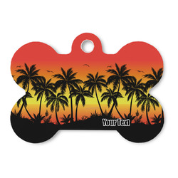 Tropical Sunset Bone Shaped Dog ID Tag (Personalized)