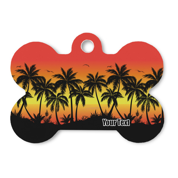 Custom Tropical Sunset Bone Shaped Dog ID Tag (Personalized)