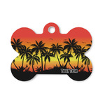 Tropical Sunset Bone Shaped Dog ID Tag - Small (Personalized)