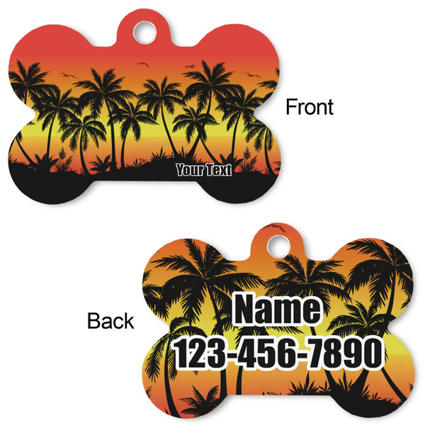 Tropical Sunset Bone Shaped Dog Tag - Front & Back