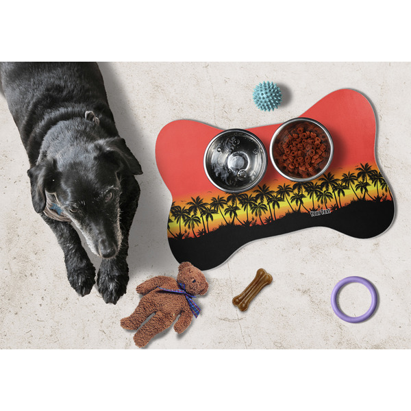 Tropical Sunset Bone Shaped Mat w/ Food & Water