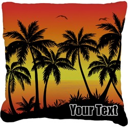 Tropical Sunset Faux-Linen Throw Pillow 18" (Personalized)