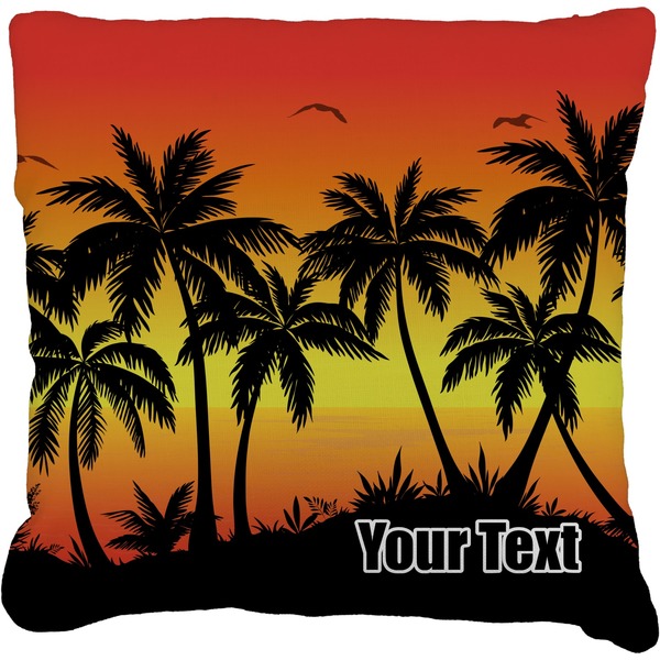 Custom Tropical Sunset Faux-Linen Throw Pillow 20" (Personalized)