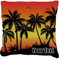 Tropical Sunset Faux-Linen Throw Pillow (Personalized)