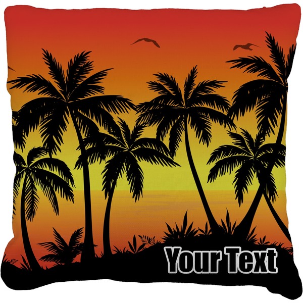 Custom Tropical Sunset Faux-Linen Throw Pillow (Personalized)