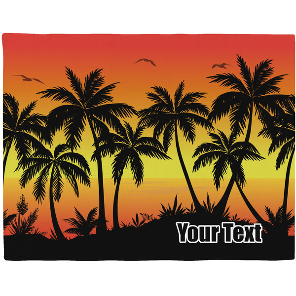 Custom Tropical Sunset Woven Fabric Placemat - Twill w/ Name or Text