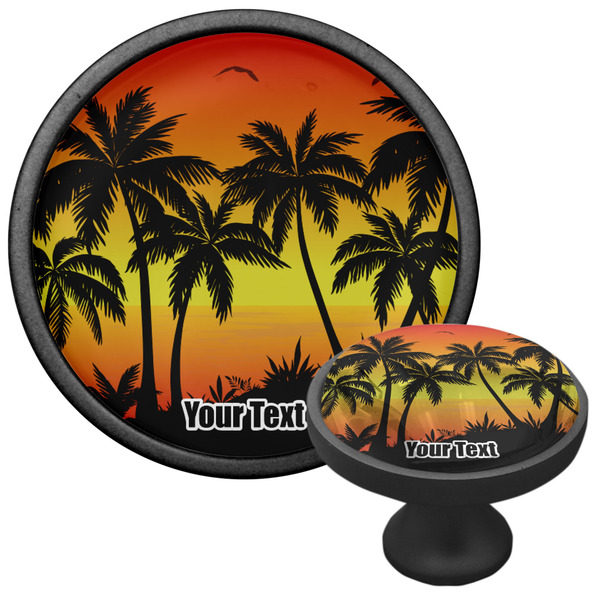 Tropical Sunset Cabinet Knob - Black - Multi Angle