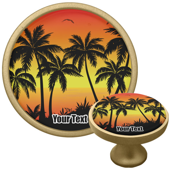 Custom Tropical Sunset Cabinet Knob - Gold (Personalized)