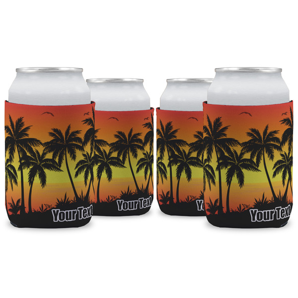 Custom Tropical Sunset Can Cooler (12 oz) - Set of 4 w/ Name or Text