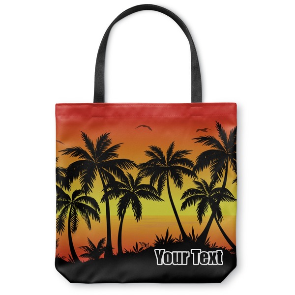 Custom Tropical Sunset Canvas Tote Bag (Personalized)