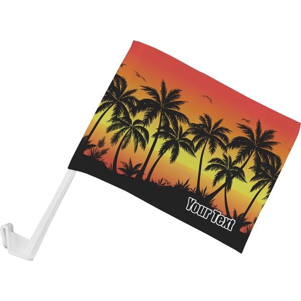 Custom Tropical Sunset Car Flag - Small w/ Name or Text